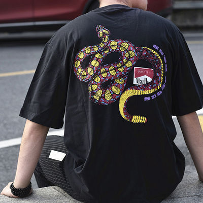 Jugendliche Beliebtheit Kragenlose Klapperschlange Druck Skateboard T-Shirt für 18-24 Jahre alt