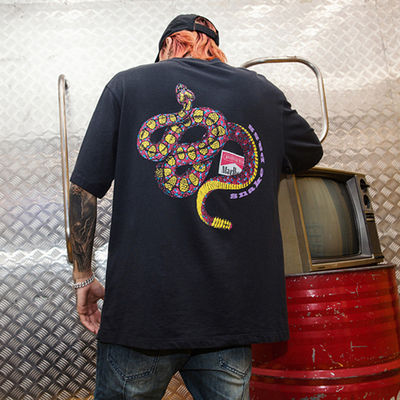 Jugendliche Beliebtheit Kragenlose Klapperschlange Druck Skateboard T-Shirt für 18-24 Jahre alt