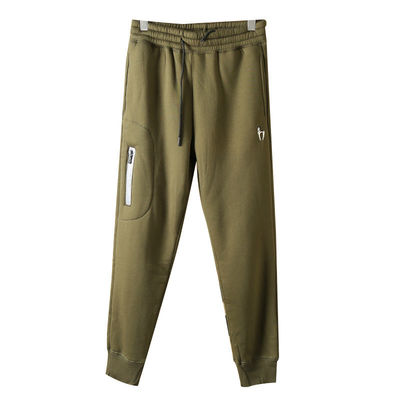 100% Baumwollstickerei Männerfleece Ausgekleidete Jogger gepolsterte warme Hosen Hosen für die Mitte der Taille