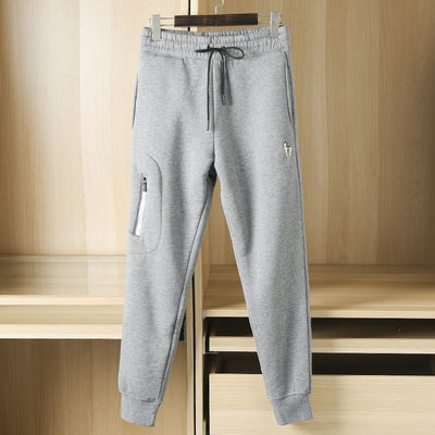 100% Baumwollstickerei Männerfleece Ausgekleidete Jogger gepolsterte warme Hosen Hosen für die Mitte der Taille
