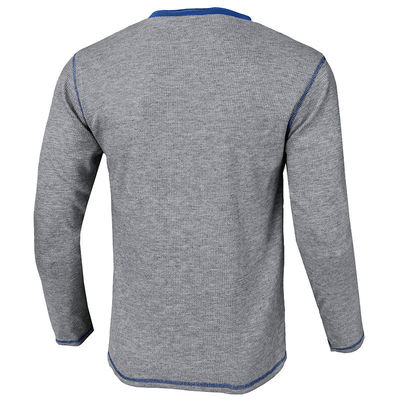 Lange Ärmel Leere Herren Henley Baumwoll-T-Shirts Leichtgewicht Knopf-T-Shirts mit rundem Hals