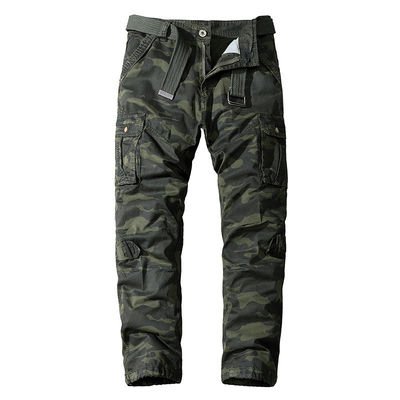 Mehrtaschen-Kamouflageoveralls für Männer aus reiner Baumwolle mit mittlerer Taille und gerader Passform