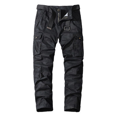 Mehrtaschen-Kamouflageoveralls für Männer aus reiner Baumwolle mit mittlerer Taille und gerader Passform