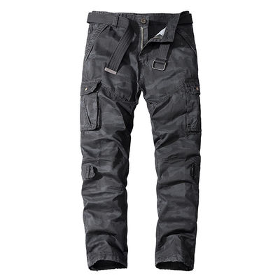 Mehrtaschen-Kamouflageoveralls für Männer aus reiner Baumwolle mit mittlerer Taille und gerader Passform