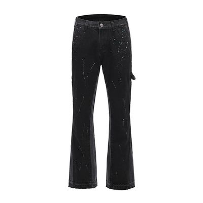 High Street Straight Jeans für Männer mit gedrucktem Design und leichter Aufblendung in dunkler Wäsche