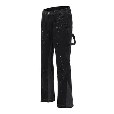 High Street Straight Jeans für Männer mit gedrucktem Design und leichter Aufblendung in dunkler Wäsche