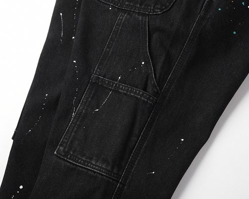 High Street Straight Jeans für Männer mit gedrucktem Design und leichter Aufblendung in dunkler Wäsche