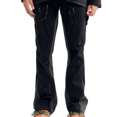 High Street Straight Jeans für Männer mit gedrucktem Design und leichter Aufblendung in dunkler Wäsche