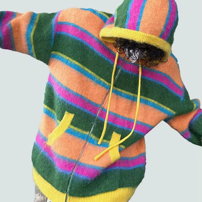 Designs Männer Casual gestreifter Zip-up Hooded Strick-Sweater von XMAMLON RTS
