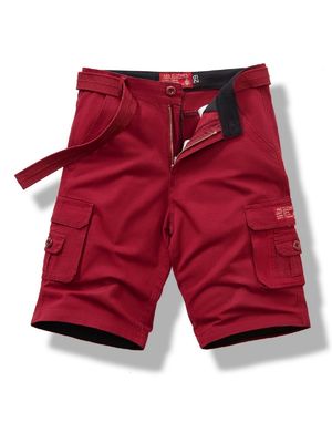 Männer-Cargo-Shorts aus dickem Baumwollmaterial in lockerer Passform mit mehreren Taschen