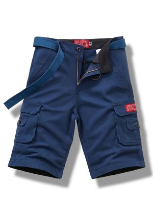 Männer-Cargo-Shorts aus dickem Baumwollmaterial in lockerer Passform mit mehreren Taschen