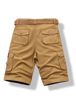 Männer-Cargo-Shorts aus dickem Baumwollmaterial in lockerer Passform mit mehreren Taschen