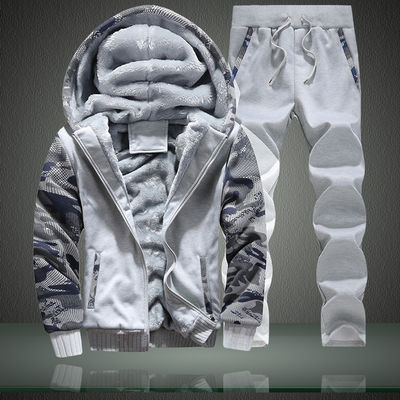 Gewirkte Stoffe M-6XL Plüsch-Sweatshirt-Set Große Größe Kapuzenmantel-Cardigan für Männer