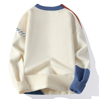 Rundhals Herbst-Winter Herren Weihnachtspullover Koreanische Straßenbekleidung Patchwork Pullover