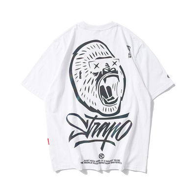 Benutzerdefiniertes Logo Hip Hop-Stil UV-reflektierendes Fluoreszenz-T-Shirt Druck für Plussize Männer