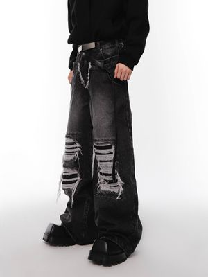 Männer-Hip-Hop-Doppel-Gürtel-Stapel-Jeans Jeans Hosen auf Lager