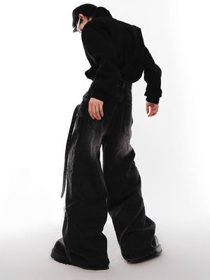 Männer-Hip-Hop-Doppel-Gürtel-Stapel-Jeans Jeans Hosen auf Lager