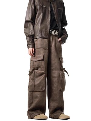 Locker gerade Beine Casual Hosen für Männer Vintage Multi-Pocket Hirschfell Overalls