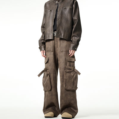 Locker gerade Beine Casual Hosen für Männer Vintage Multi-Pocket Hirschfell Overalls