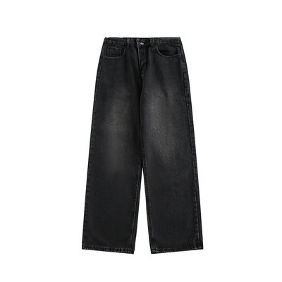 Mid Waist Typ Herren Denim Hosen Custom gewaschen gerade Jeans mit Licht Plaid Print