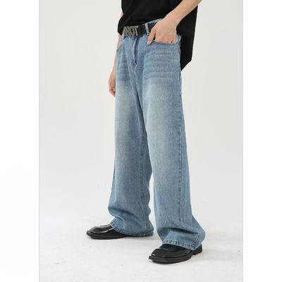 Gewebte Polyester/Baumwolle Herrenstraight Blue Jeans mit Digitaldruck