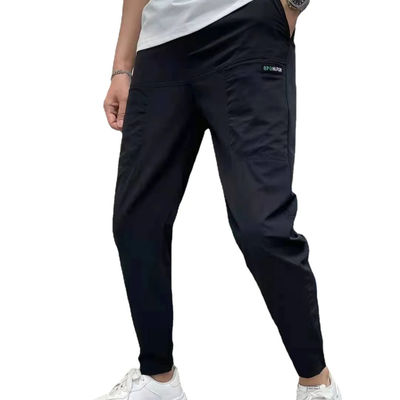 Flat Front Style Männer Cargo Hosen InStock mit benutzerdefinierten Knöpfen Locker Fitness Jogger