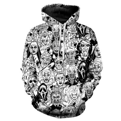 2023 Herbst/Winter Herren-Hoodie mit Kapuze mit 3D-Halloween-Druck in Polyester/Baumwolle