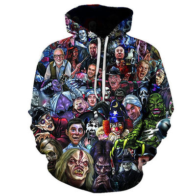 2023 Herbst/Winter Herren-Hoodie mit Kapuze mit 3D-Halloween-Druck in Polyester/Baumwolle