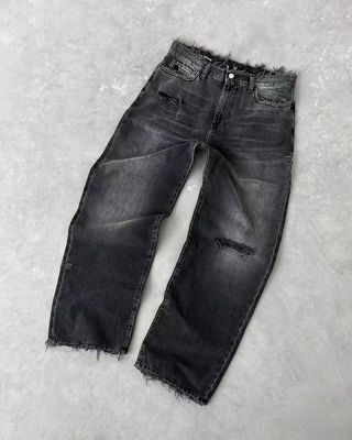 Custom Breitbeinhosen Mitte Taille Denim Baggy Tears Jeans Frauen Plus Size Herren Hosen