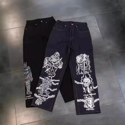 Design RTS Custom Loose Denim Baggy Jeans für Männer und Frauen Straight Fit Boyfriend Jeans