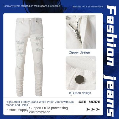 Baumwolle Denim Stretch Skinny Nachhaltige Druck Männer gerade Bleistift Jeans
