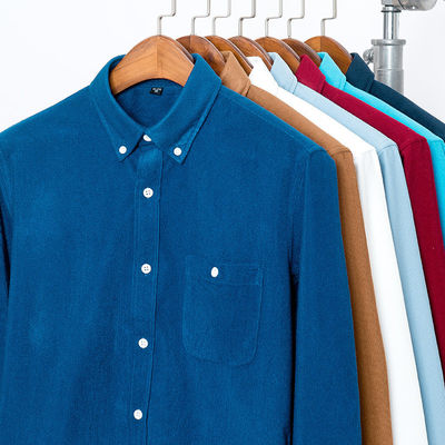 Keine Nadeldetektion Gewebte Hemden für Männer M-5XL Langärmige einfache gefärbte Polos Corduroy