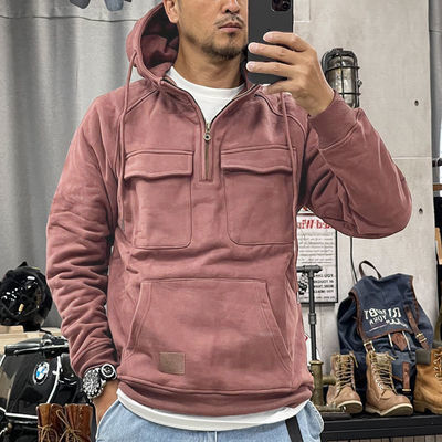 Massivfarbige Herren Pullover Hoodie Casual Sweatshirt Mantel für Herbst und Winter R