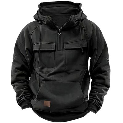 Massivfarbige Herren Pullover Hoodie Casual Sweatshirt Mantel für Herbst und Winter R