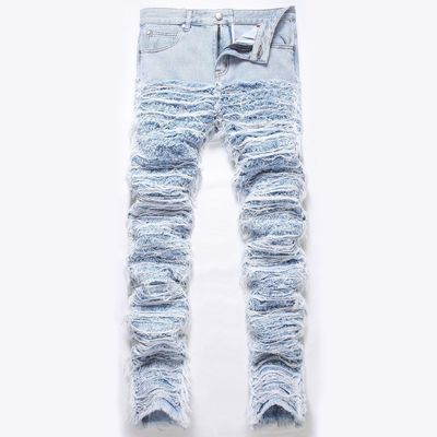 Mittlere Taille zerstört Gewaschene Jeans für gerade Beine Herrenhosen Hosen