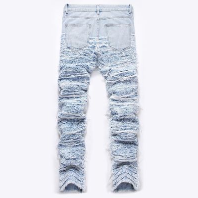 Mittlere Taille zerstört Gewaschene Jeans für gerade Beine Herrenhosen Hosen