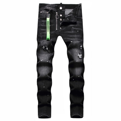 Farbblockierende Druckmuster Herren Jeans für benutzerdefiniertes Logo und handgezeichnetes Design