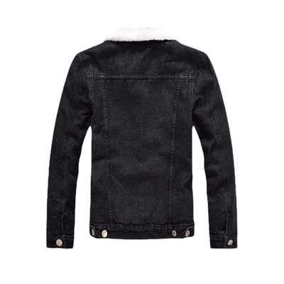 Vellvet Hoodie für Männer Denim Mantel Winter Plus Size Schwarz Slim Fit Dicke Lammfelle Wolljacke