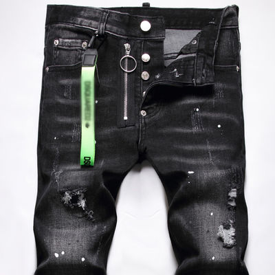 Farbblockierende Druckmuster Herren Jeans für benutzerdefiniertes Logo und handgezeichnetes Design