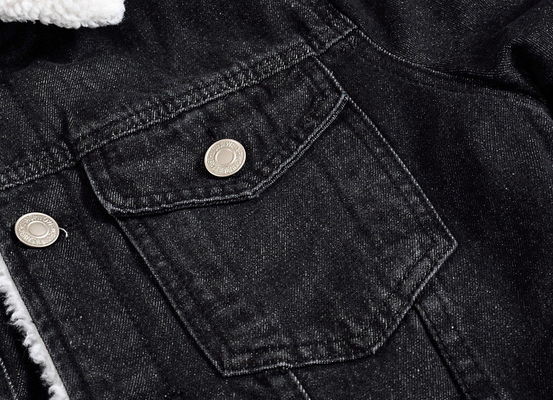 Vellvet Hoodie für Männer Denim Mantel Winter Plus Size Schwarz Slim Fit Dicke Lammfelle Wolljacke