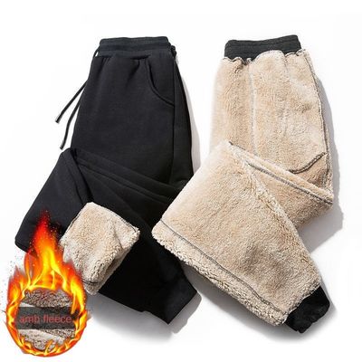 Casual Style Ziehseile Taille Winterdicke Sherpa Fleece Jogger für Männer-Sweatpants