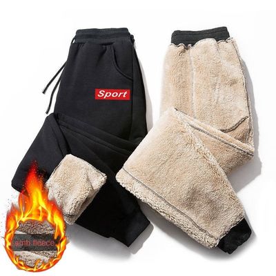 Casual Style Ziehseile Taille Winterdicke Sherpa Fleece Jogger für Männer-Sweatpants
