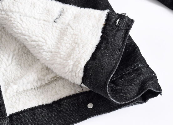 Vellvet Hoodie für Männer Denim Mantel Winter Plus Size Schwarz Slim Fit Dicke Lammfelle Wolljacke