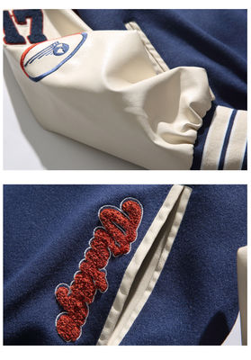 Vintage Split Kreative Briefe Stickerei Stand Kragen Baseball Anzug für Herrenjacken