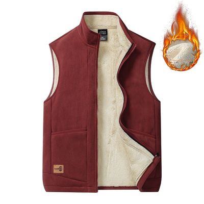 Großflächige Männer Casual All-Match-Trend-Mantelweste mit Fleece-Lining und Standkragen