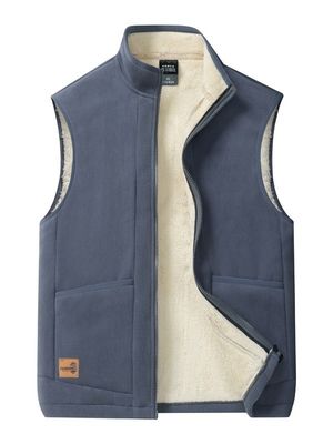 Großflächige Männer Casual All-Match-Trend-Mantelweste mit Fleece-Lining und Standkragen
