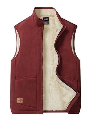 Großflächige Männer Casual All-Match-Trend-Mantelweste mit Fleece-Lining und Standkragen