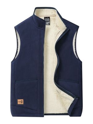Großflächige Männer Casual All-Match-Trend-Mantelweste mit Fleece-Lining und Standkragen