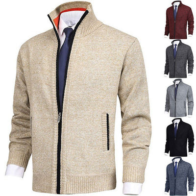Frühlingssaison Lapelkragen Herren Strickjacke Pullover Große Größe Mode Cardigan Reißverschluss