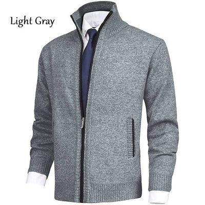 Frühlingssaison Lapelkragen Herren Strickjacke Pullover Große Größe Mode Cardigan Reißverschluss